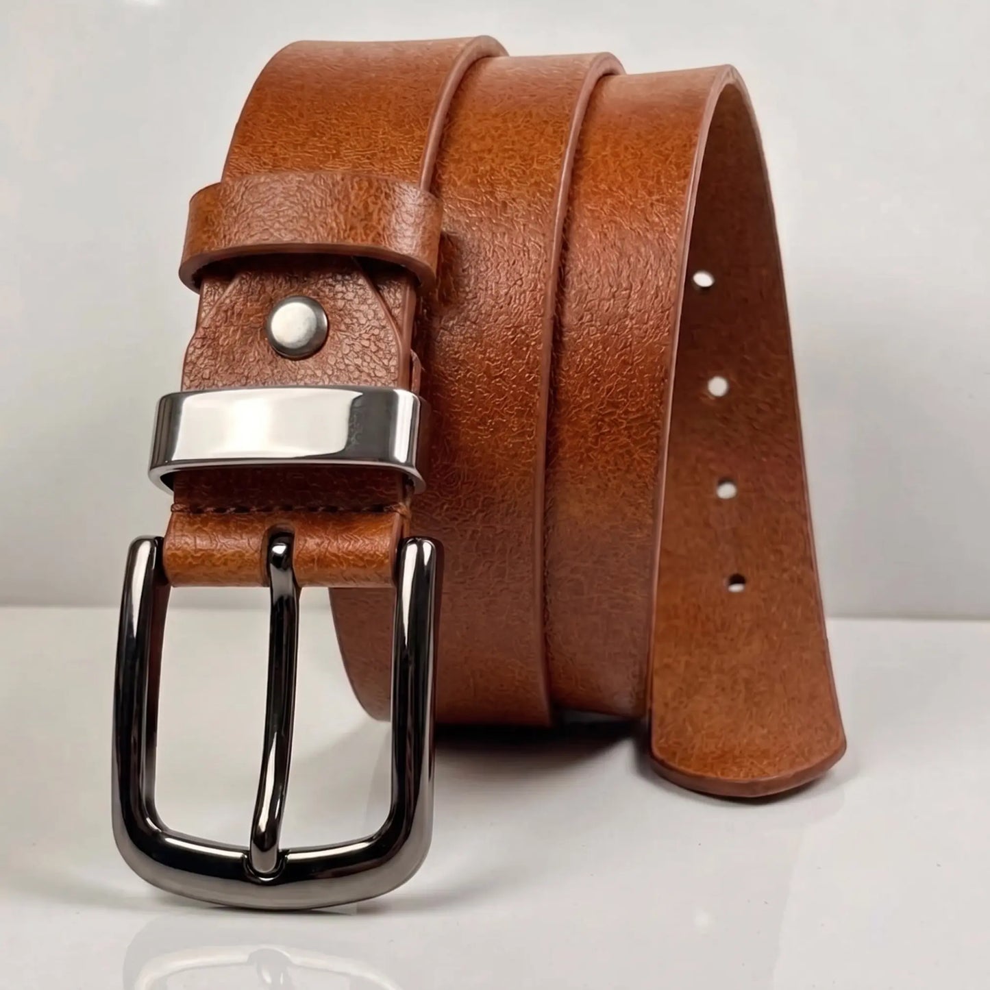 Men's Full-Grain Leather Casual Belt – 40mm, Tan