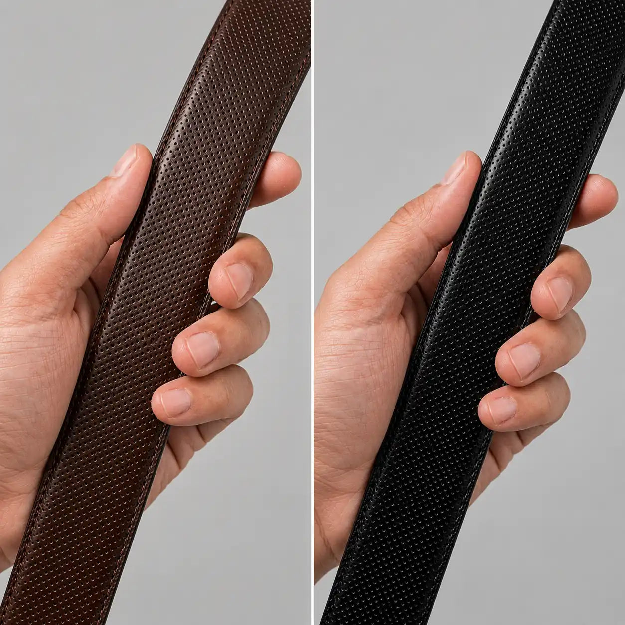 Reversible Perforated Leather Belt — 2-in-1 Black & Brown