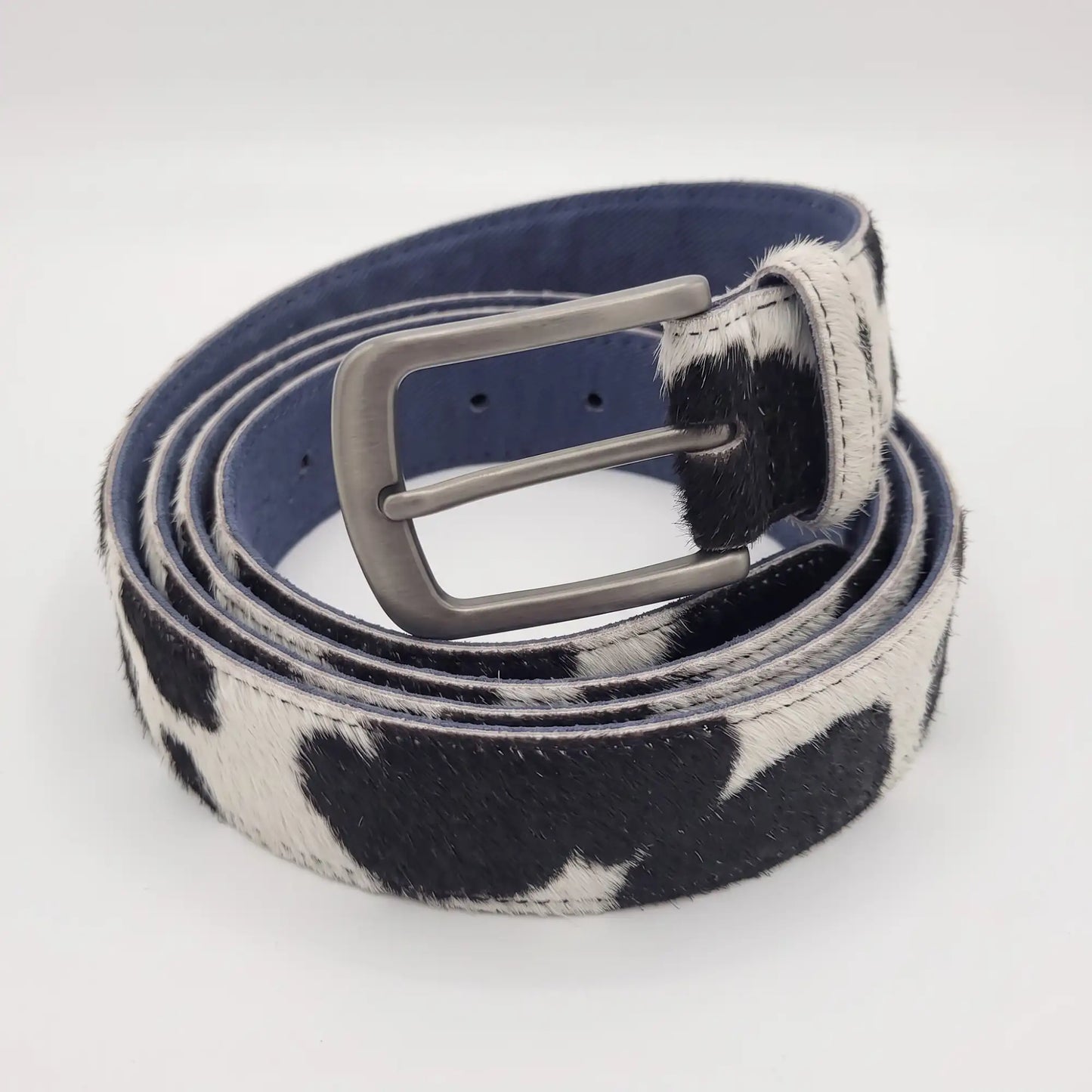 Hair-On Cowhide Belt — Black & White Natural Hair Leather
