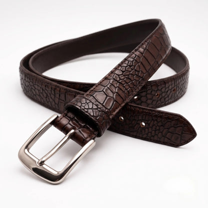 Elite Crocodile Texture Leather Belt – Premium Formal Edition
