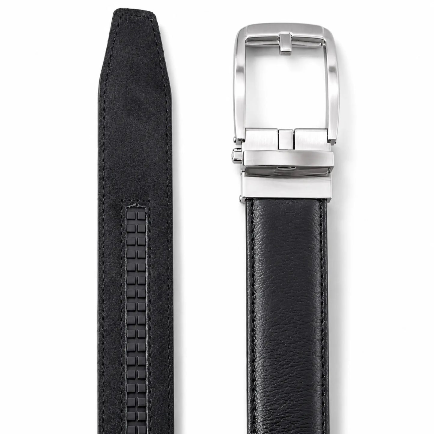 Smart Fit Auto Lock Genuine Leather Belt for Men – Adjustable Ratchet Belt - Black