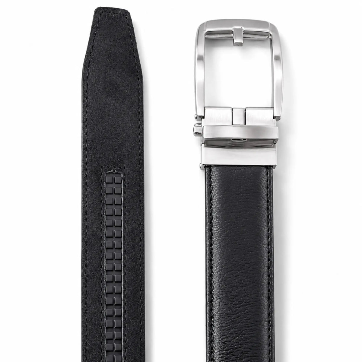 Smart Fit Auto Lock Genuine Leather Belt for Men – Adjustable Ratchet Belt - Black