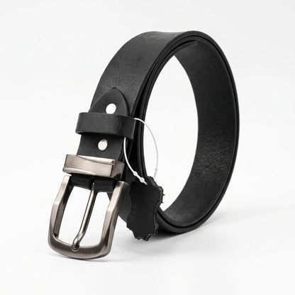 Men's Full-Grain Pull up Leather Casual Belt – 40mm Wide, Black