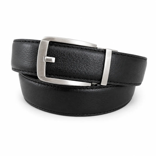 Smart Fit Auto Lock Genuine Leather Belt for Men – Adjustable Ratchet Belt - Black