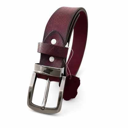 Men's Full-Grain, Pull-up Leather Casual Belt – 40mm, Burgundy