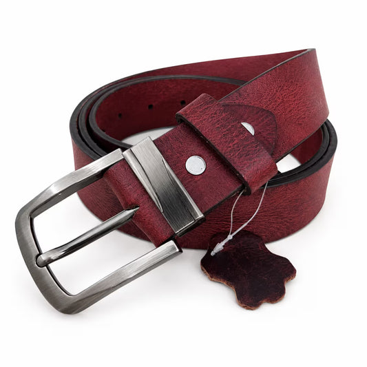 Men's Full-Grain, Pull-up Leather Casual Belt – 40mm, Marsala