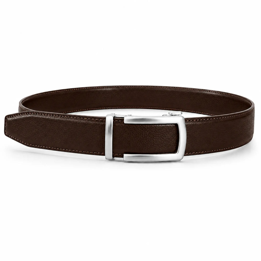 Men's Genuine Leather Ratchet Belt – Automatic Urban style Buckle, No hole belt