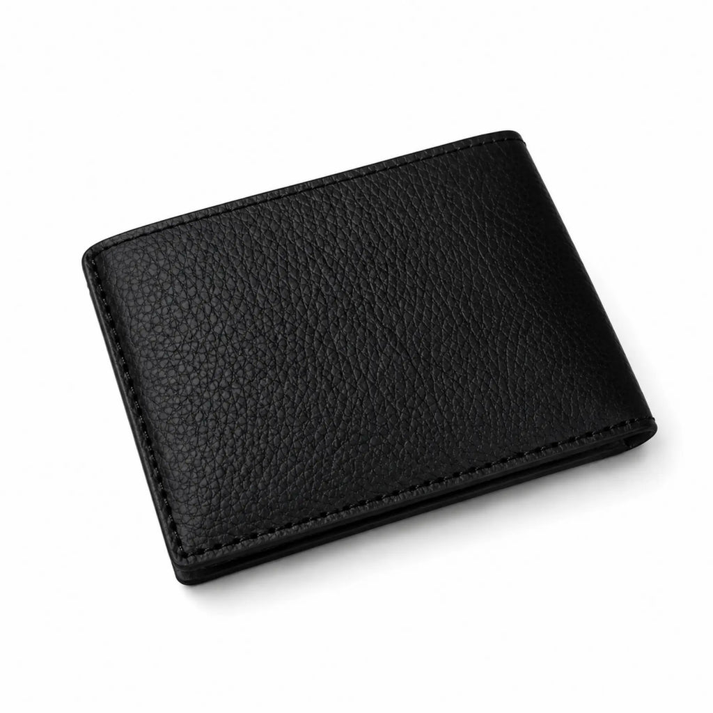 Men’s Genuine Leather Bifold Wallet in Black – Slim Minimalist Card Holder Wallet