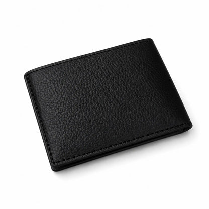 Men’s Genuine Leather Bifold Wallet in Black – Slim Minimalist Card Holder Wallet