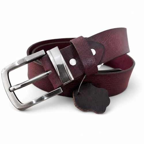 Men's Full-Grain, Pull-up Leather Casual Belt – 40mm, Burgundy