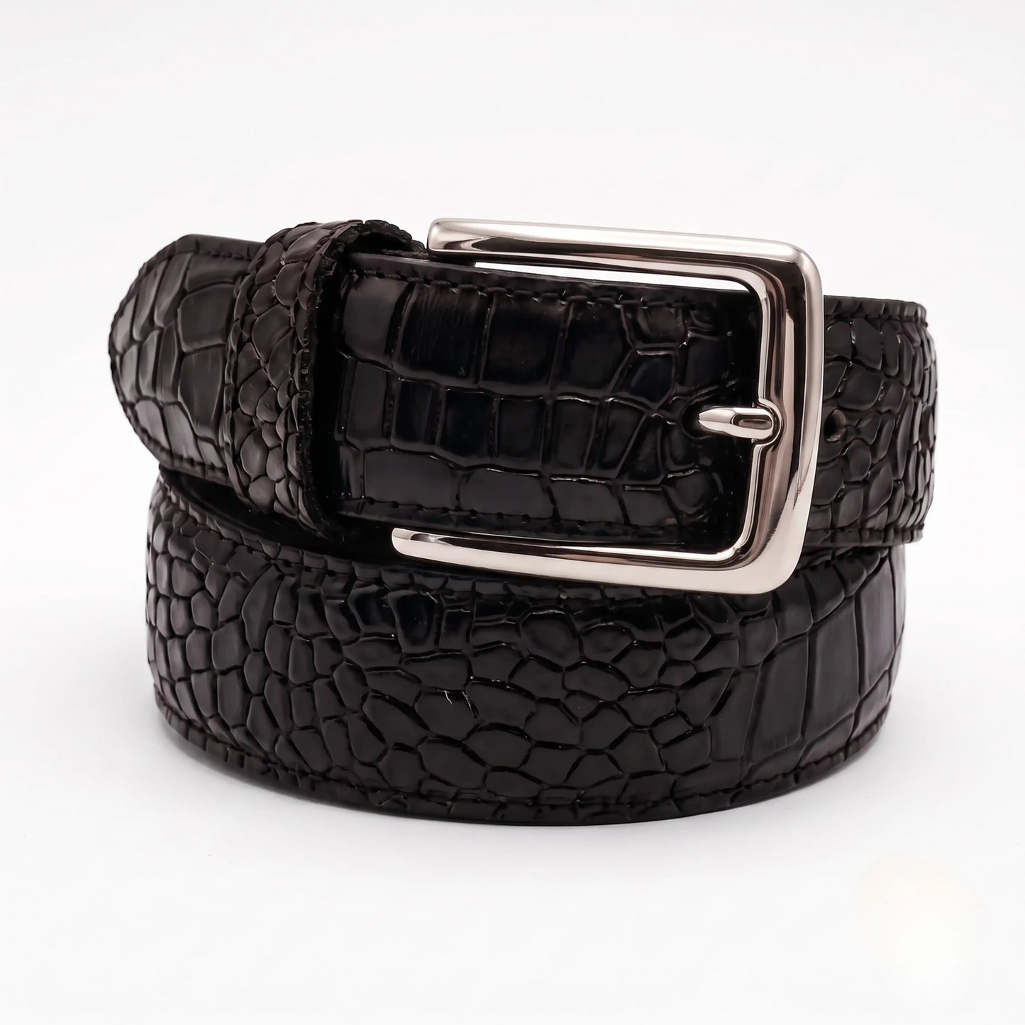 Elite Crocodile Texture Leather Belt – Premium Formal Edition