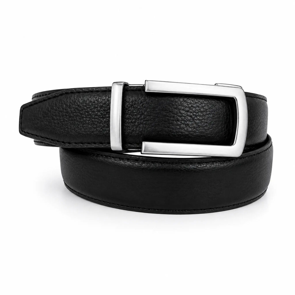 Men's Genuine Leather Ratchet Belt – Automatic Urban style Buckle, No hole belt