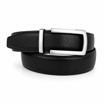 Men's Genuine Leather Ratchet Belt – Automatic Urban style Buckle, No hole belt