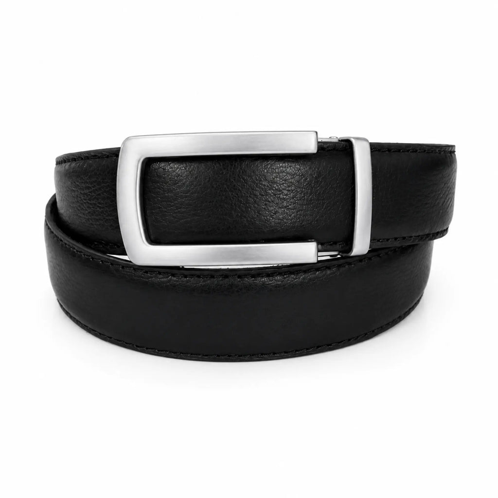 Men's Genuine Leather Ratchet Belt – Automatic Urban style Buckle, No hole belt