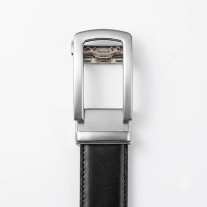 Men's Genuine Leather Ratchet Belt – Automatic Buckle, No Holes, Black & Brown