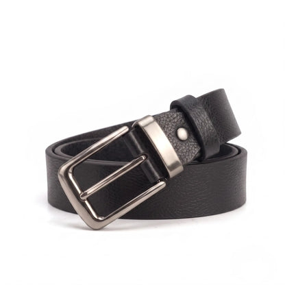 Men's Full-Grain Leather Casual Belt – 40mm Wide, Black
