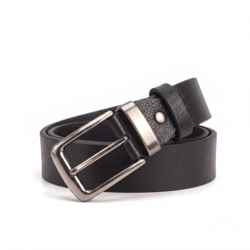Men's Full-Grain Leather Casual Belt – 40mm Wide, Black