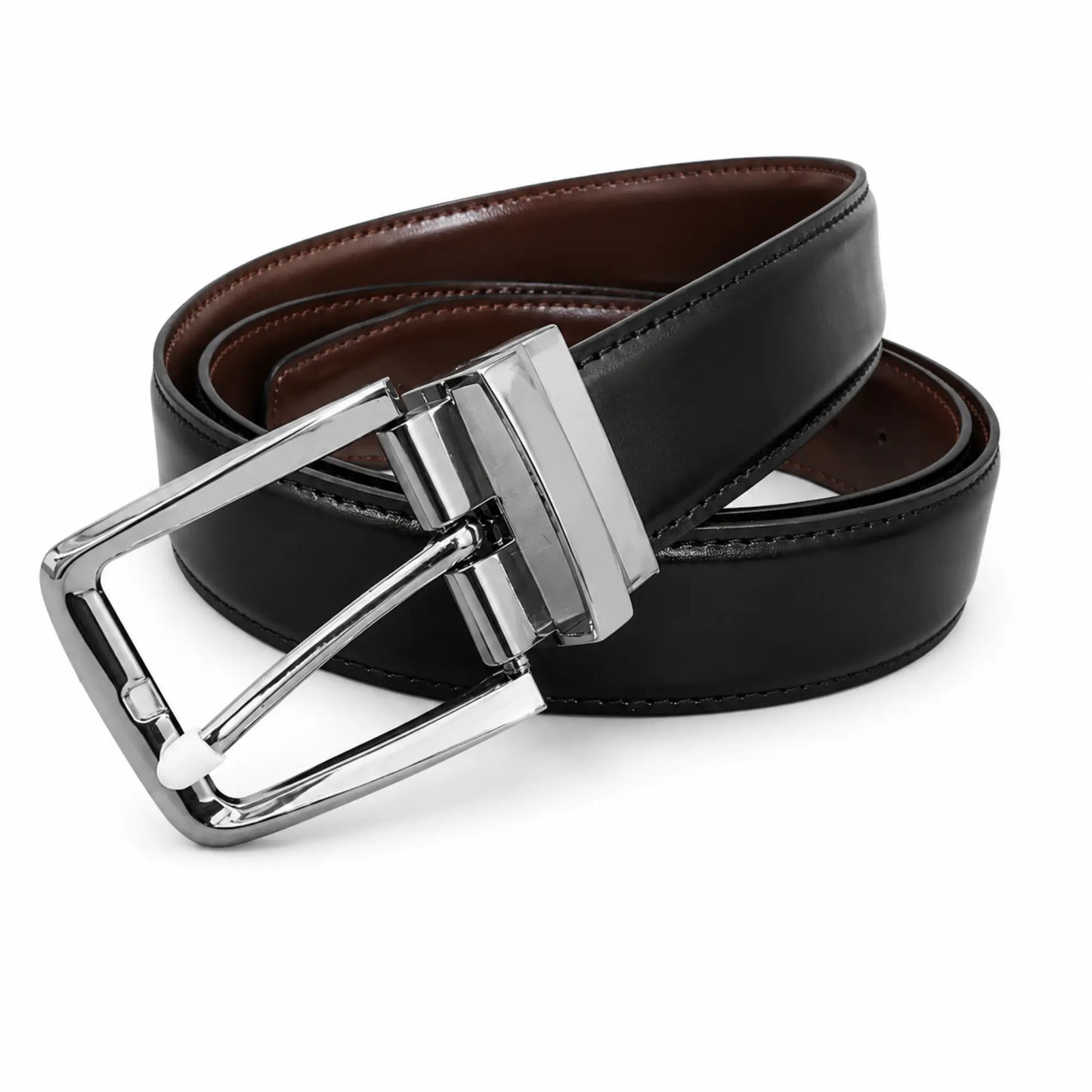 2 in 1 Reversible Leather Belt. Black and Brown
