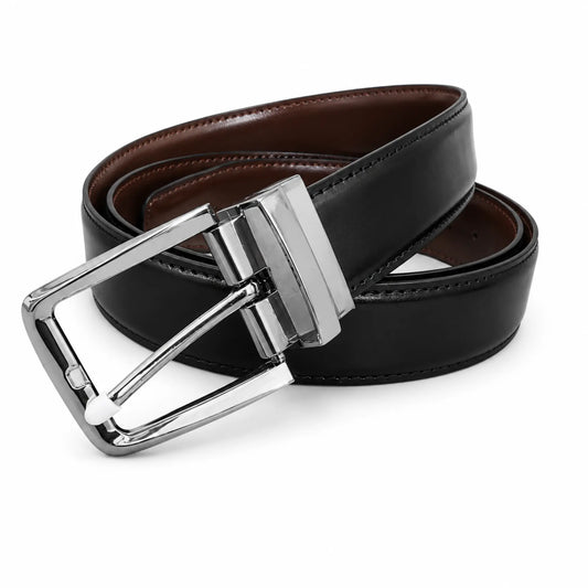 2 in 1 Reversible Leather Belt. Black and Brown
