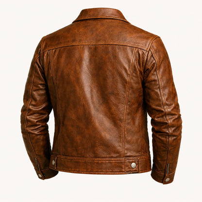 Buffalo Leather Brown Jacket – Premium Genuine Leather Biker Style for Men