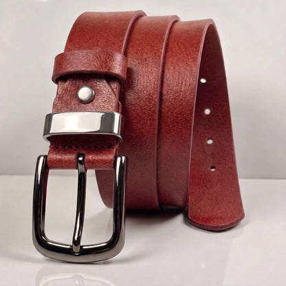Men's Full-Grain Leather Casual Belt – 40mm, Marsala