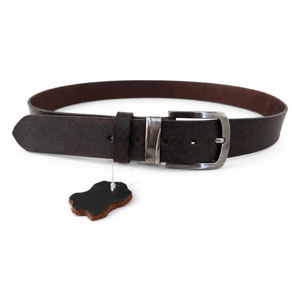 Men's Full-Grain, Pull-up Leather Casual Belt – 40mm, Walnut brown