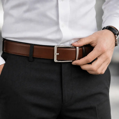 Smart Fit Auto Lock Genuine Leather Belt for Men – Adjustable Ratchet Belt brown