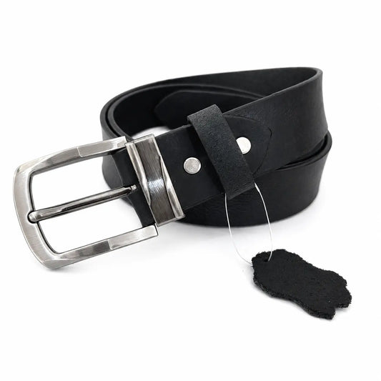 Men's Full-Grain Pull up Leather Casual Belt – 40mm Wide, Black