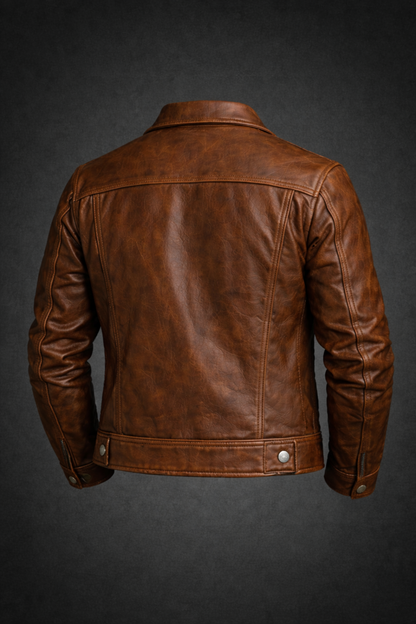 Buffalo Leather Brown Jacket – Premium Genuine Leather Biker Style for Men