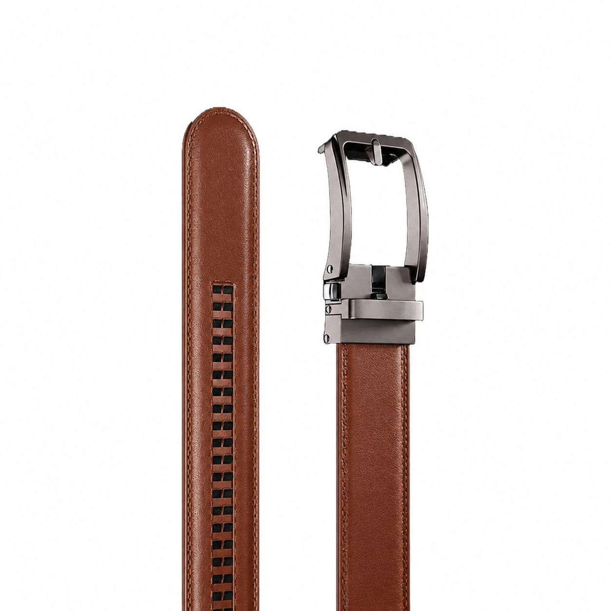 Smart Fit Auto Lock Genuine Leather Belt for Men – Adjustable Ratchet Belt brown