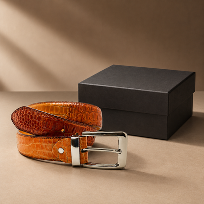 Premium Crocodile Texture Leather Belt – Genuine Leather | Leather Factor