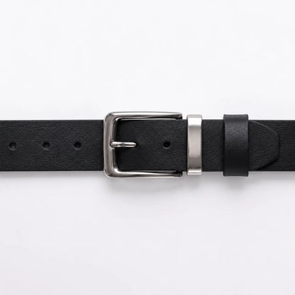 Men's Full-Grain Leather Casual Belt – 40mm Wide, Black