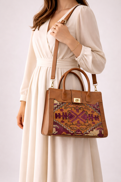 Kalim Leather Ladies Handbag – Elegant Zip Closure Premium Everyday Shoulder Bag