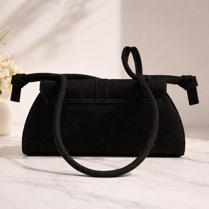 Ladies Suede Handbag – Elegant Zip Closure Soft Texture Everyday Shoulder Bag (Black)