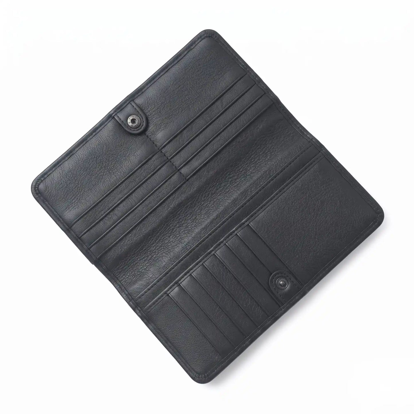 Long Croc Wallet — Full Crocodile-Embossed Leather, 10 Card Slots, Snap Closure | Black