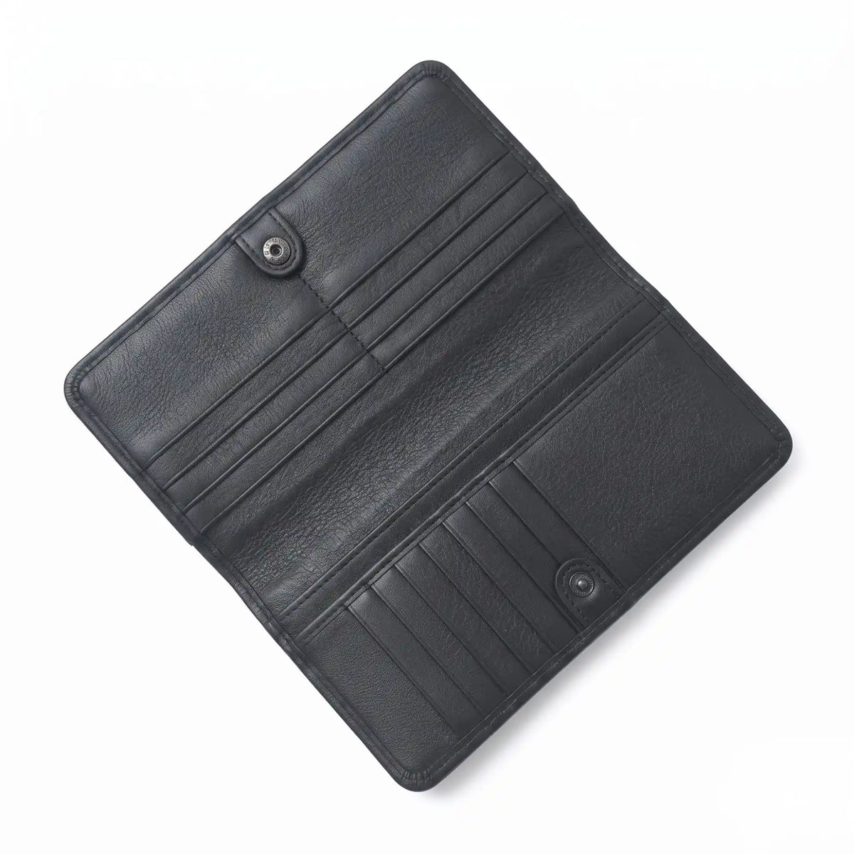 Long Croc Wallet — Full Crocodile-Embossed Leather, 10 Card Slots, Snap Closure | Black
