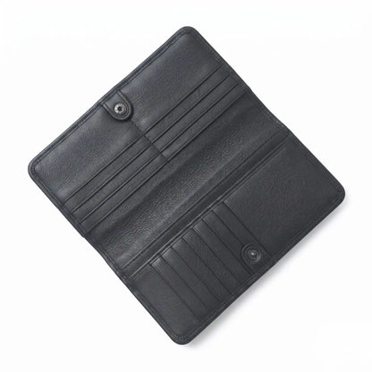 Long Croc Wallet — Full Crocodile-Embossed Leather, 10 Card Slots, Snap Closure | Black