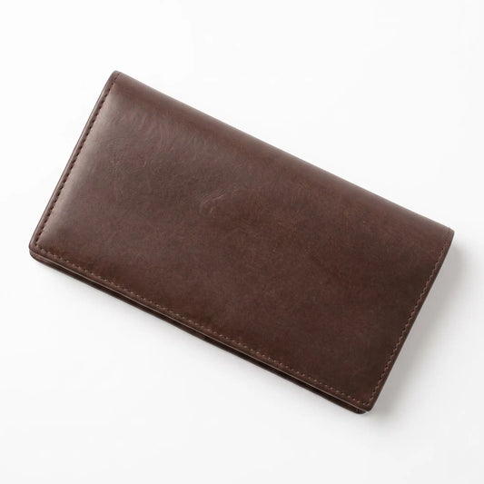 Long Wallet for Men — Full-Grain Leather, 8 Card Slots, ID Window | Dark Brown