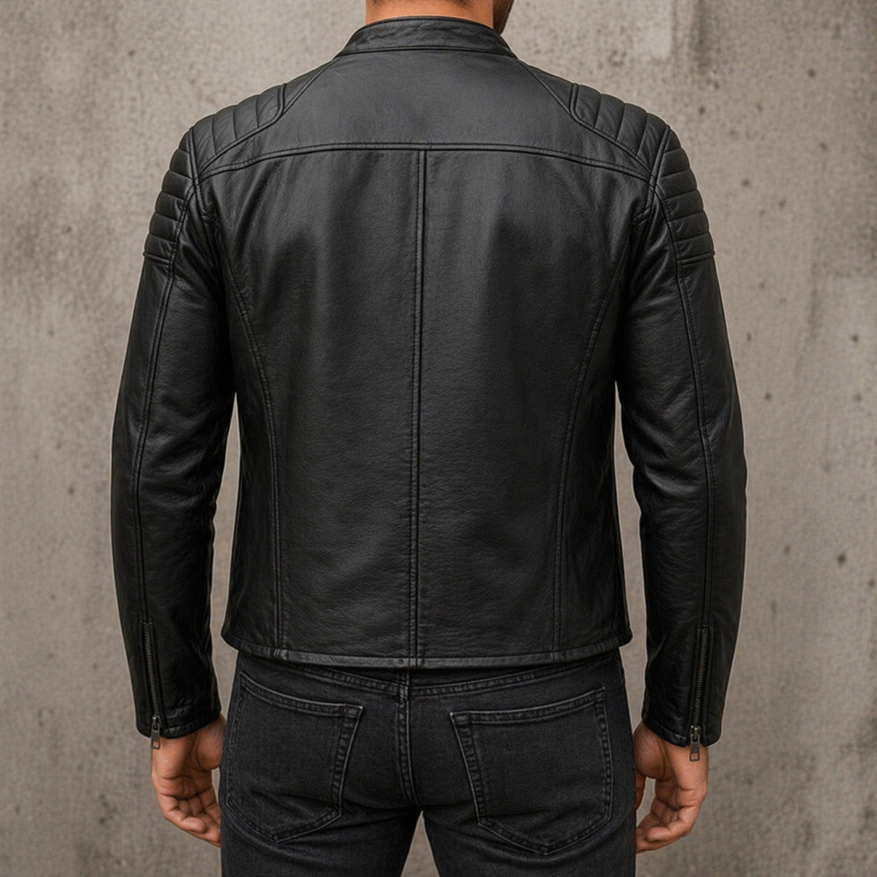 Men’s Biker Jacket – Cow Leather Collar Zip Style Premium Motorcycle Jacket