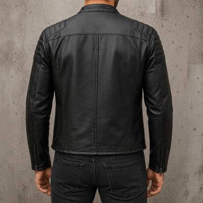 Men’s Biker Jacket – Cow Leather Collar Zip Style Premium Motorcycle Jacket