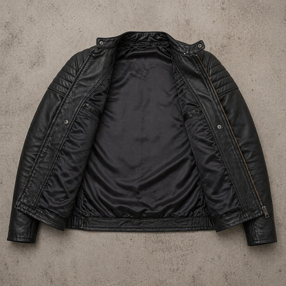Men’s Biker Jacket – Cow Leather Collar Zip Style Premium Motorcycle Jacket