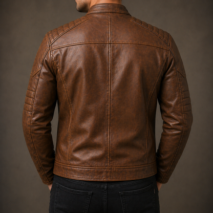 Men Cow leather cafe racer jacket zip