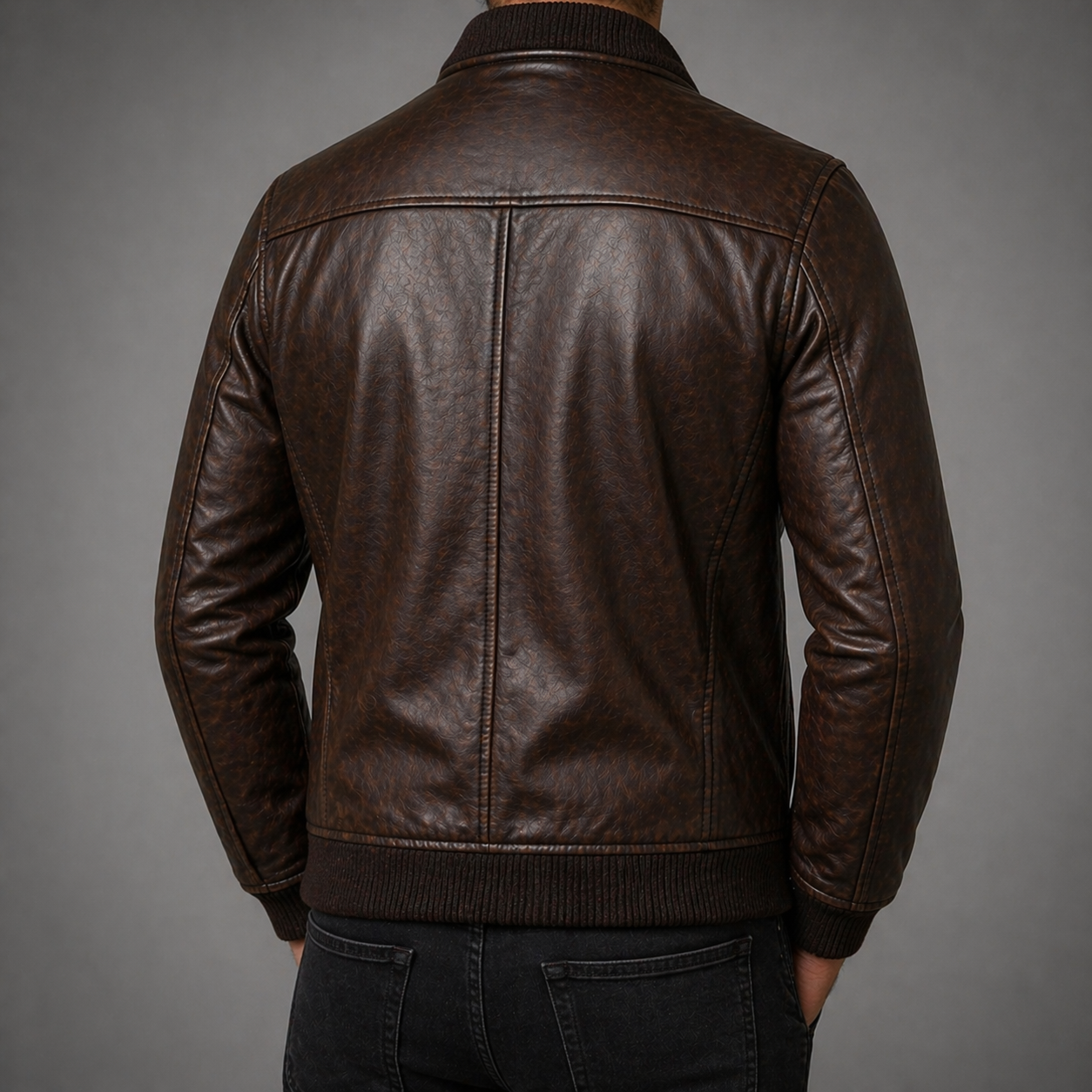 Men’s Sheepskin Leather Bomber Jacket – Premium Zip-Up Winter Aviator Style