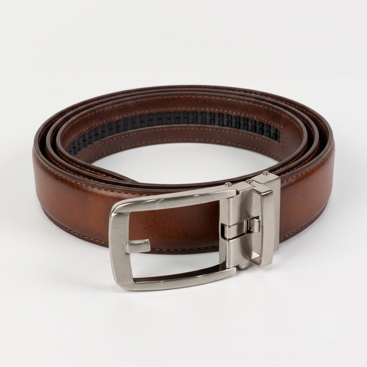 Smart Fit Auto Lock Genuine Leather Belt for Men – Adjustable Ratchet Belt brown