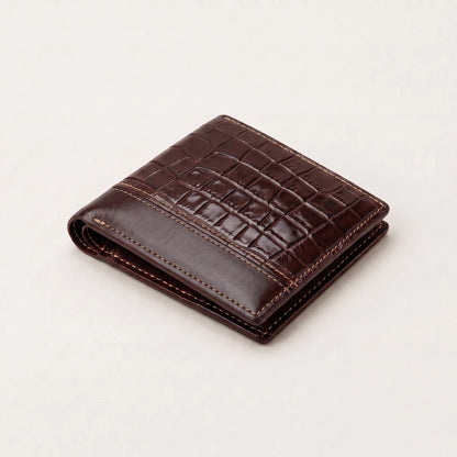 Mens Premium Leather Wallet - Crocodile Embossed Two-Tone Design