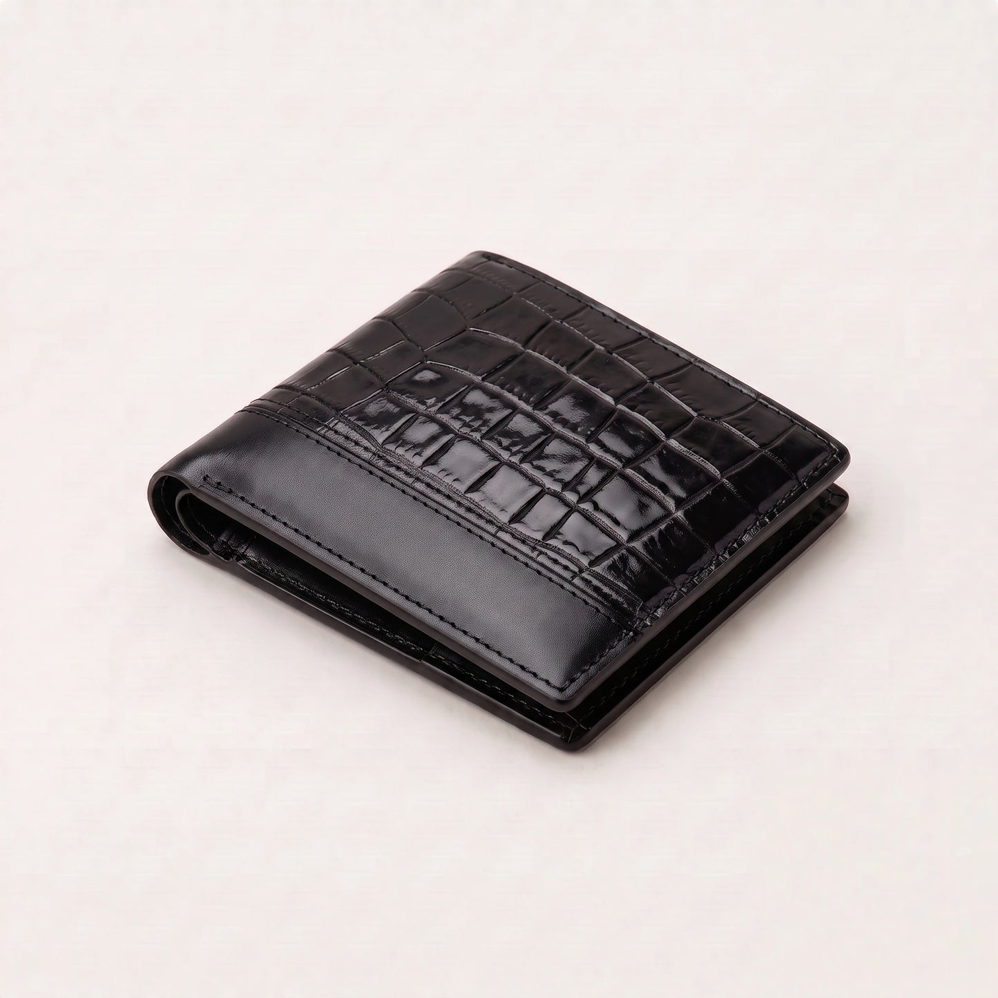 Mens Premium Leather Wallet - Crocodile Embossed Two-Tone Design
