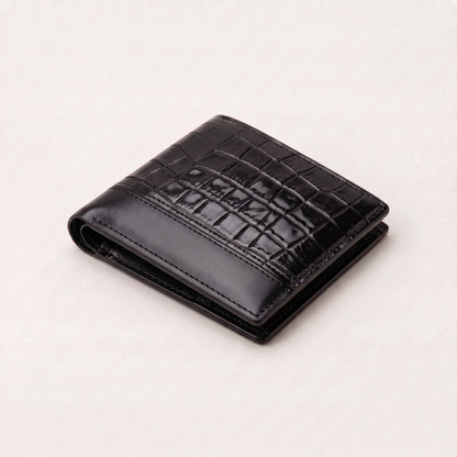 Mens Premium Leather Wallet - Crocodile Embossed Two-Tone Design