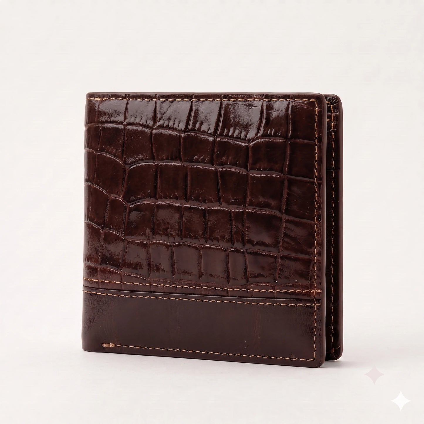 Mens Premium Leather Wallet - Crocodile Embossed Two-Tone Design