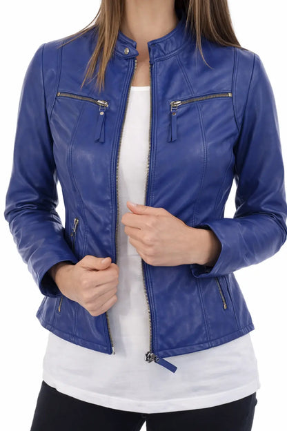 Slim Fit Leather Jacket for Women, 100% genuine sheep leather, Casual Jacket