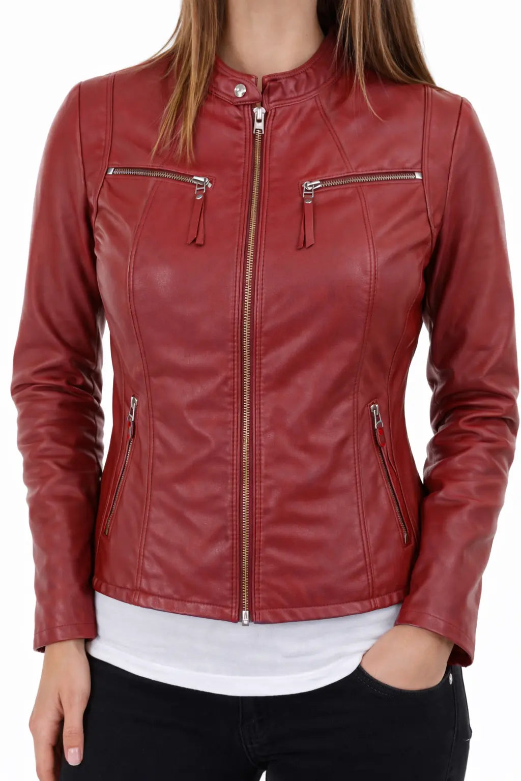 Slim Fit Leather Jacket for Women, 100% genuine sheep leather, Casual Jacket